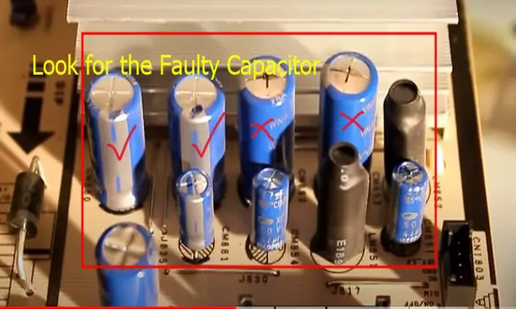 look for the faulty capacitors