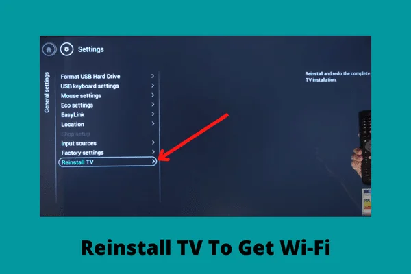 reinstall tv to get wifi