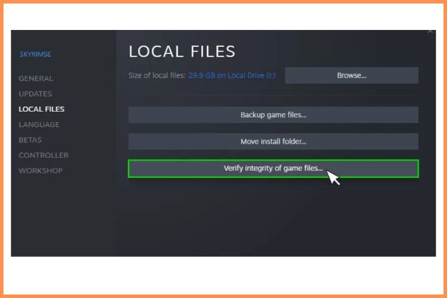 choose ‘local files’ and then the ‘verify integrity of game files
