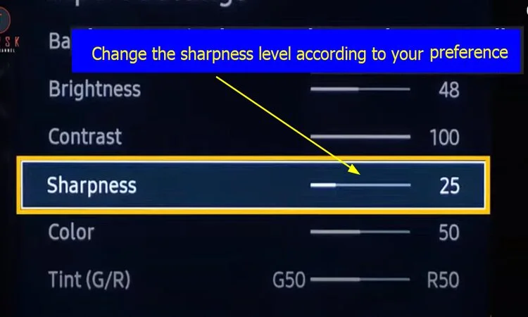 adjust sharpness on samsung tv